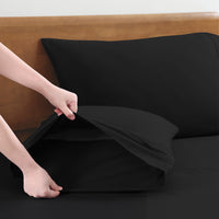 100% Organic Washed Cotton Sheet Set - Black