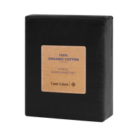 100% Organic Washed Cotton Sheet Set - Black