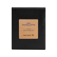 100% Organic Washed Cotton Sheet Set - Black