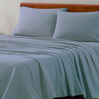 100% Organic Washed Cotton Sheet Set - French Blue