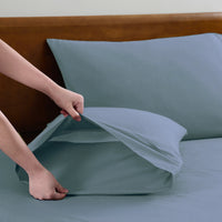 100% Organic Washed Cotton Sheet Set - French Blue