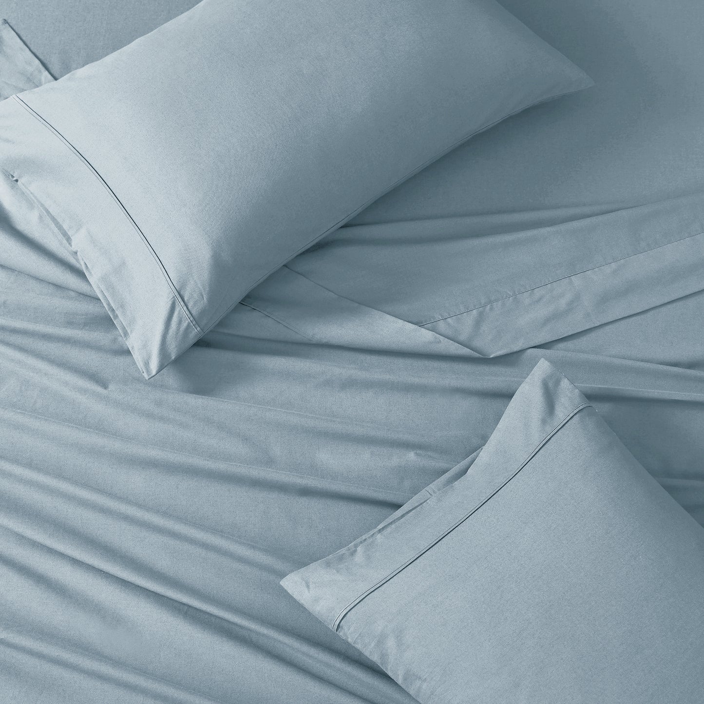 100% Organic Washed Cotton Sheet Set - French Blue