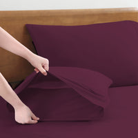 100% Organic Washed Cotton Sheet Set - Windsor Wine
