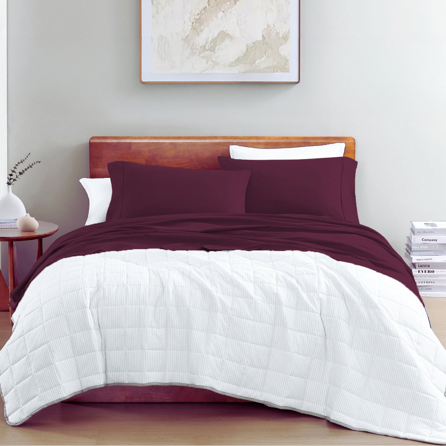 100% Organic Washed Cotton Sheet Set - Windsor Wine