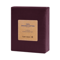 100% Organic Washed Cotton Sheet Set - Windsor Wine