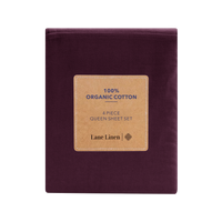 100% Organic Washed Cotton Sheet Set - Windsor Wine