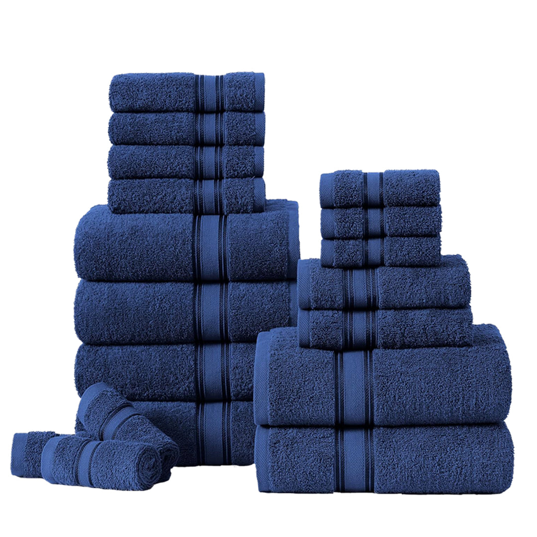 18 Piece 100% Cotton Towel Set 550GSM - Navy