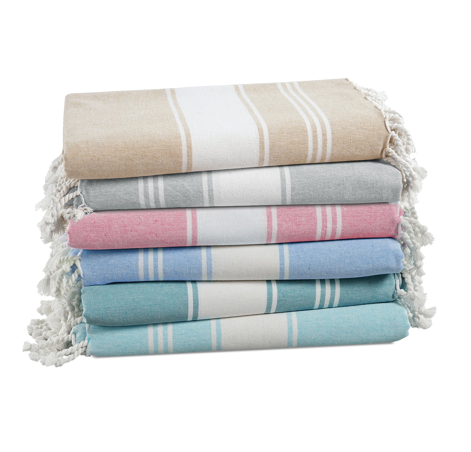 Set of 6 Chambray Turkish Beach Towels - Vintage Beach