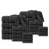 24 Piece 100% Cotton Towel Set 550GSM - Black