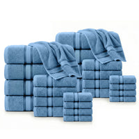 24 Piece 100% Cotton Towel Set 550GSM - Cerulean Blue