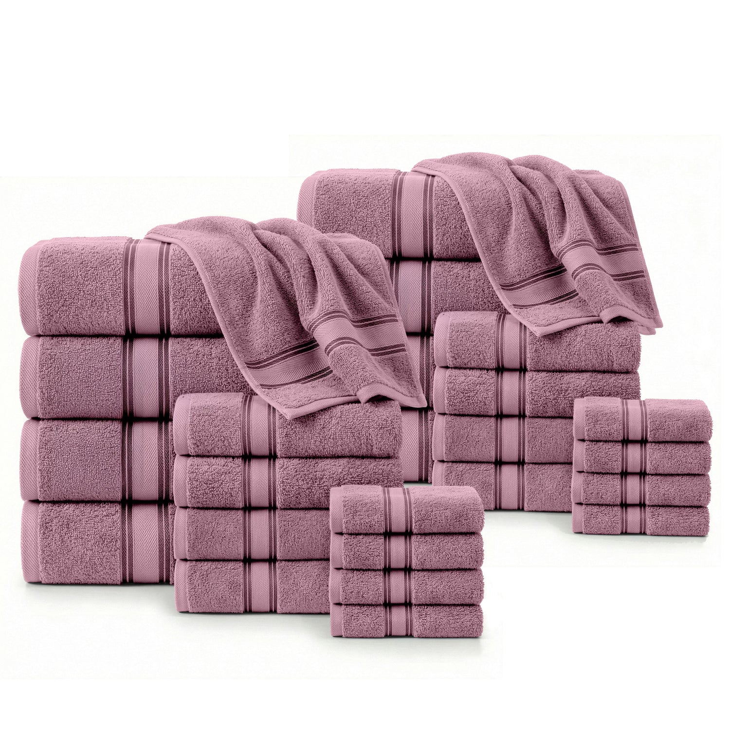 24 Piece 100% Cotton Towel Sets