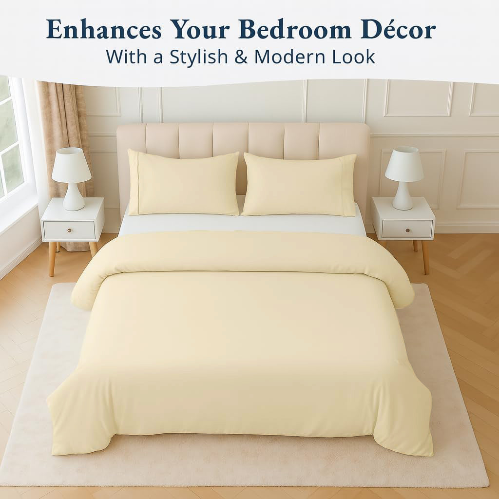 100% Organic Washed Cotton Quilt Cover Set - Vanilla