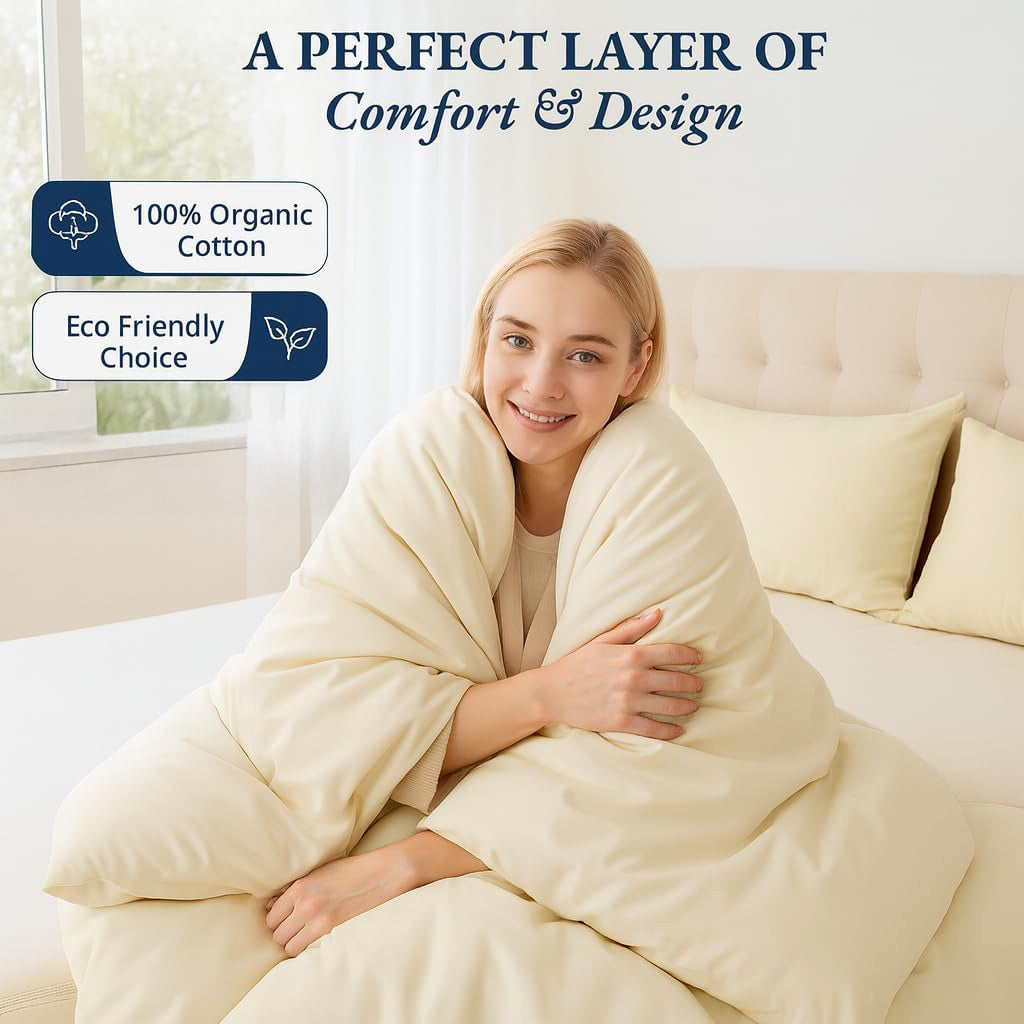 100% Organic Washed Cotton Quilt Cover Set - Vanilla