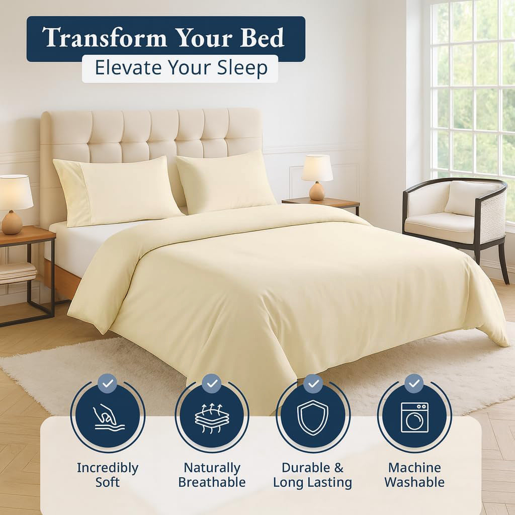 100% Organic Washed Cotton Quilt Cover Set - Vanilla