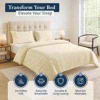 100% Organic Washed Cotton Quilt Cover Set - Vanilla