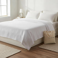 100% Cotton Herringbone Blanket - White