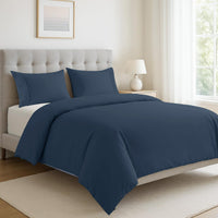 100% Organic Washed Cotton Quilt Cover Set - Navy