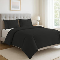 100% Organic Washed Cotton Quilt Cover Set - Black