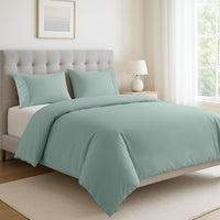 100% Organic Washed Cotton Quilt Cover Set - Cool Blue