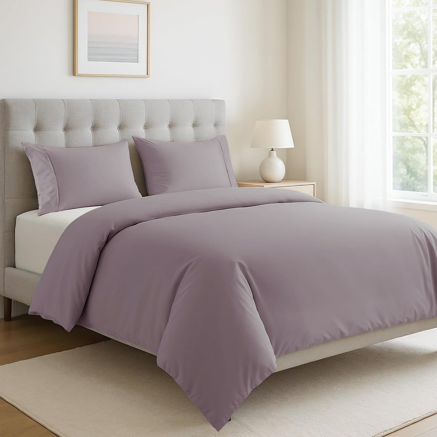 100% Organic Washed Cotton Quilt Cover Set - Lilac
