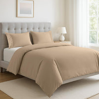 100% Organic Washed Cotton Quilt Cover Set - Taupe
