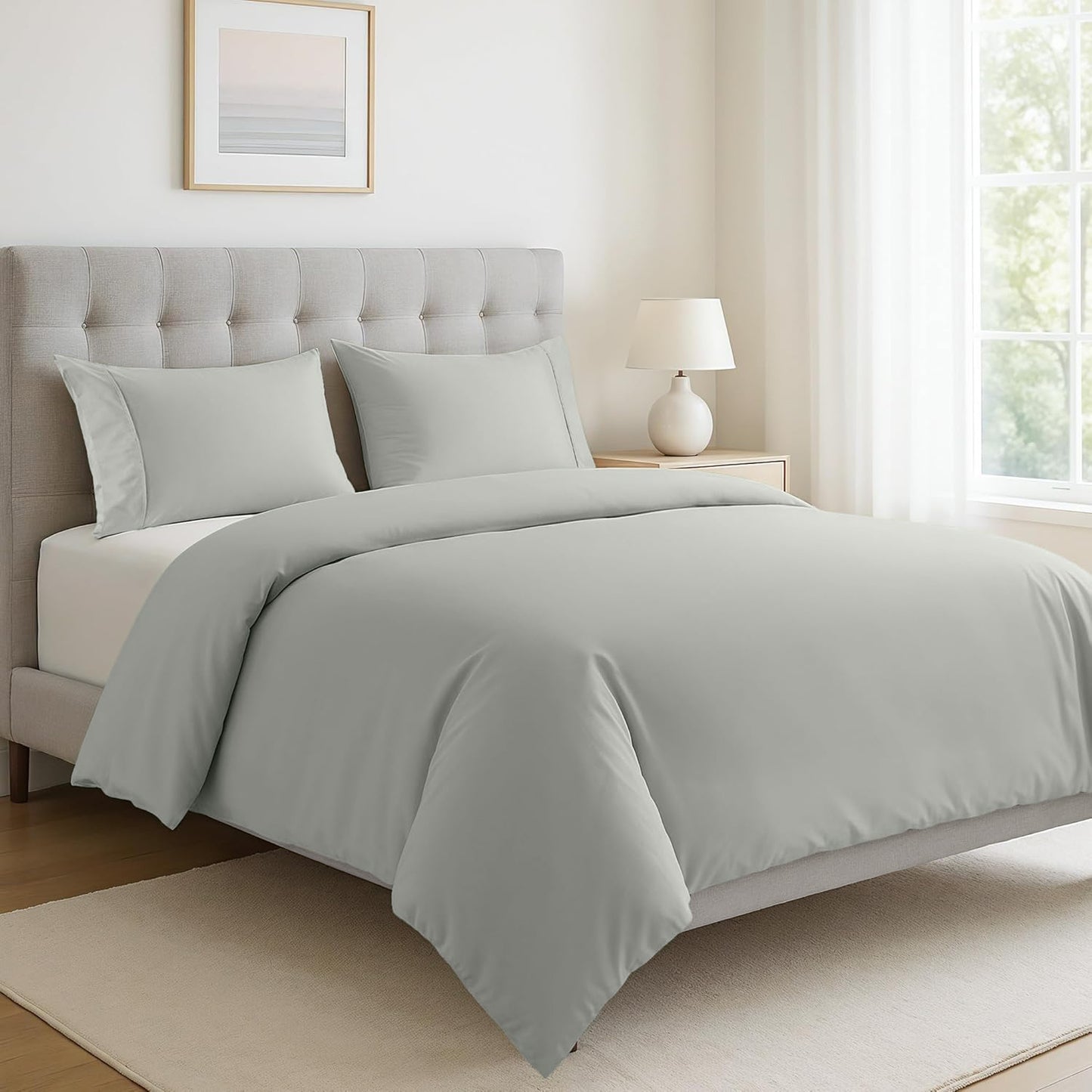 100% Organic Washed Cotton Quilt Cover Set - Silver