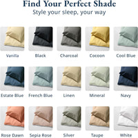 100% Organic Washed Cotton Quilt Cover Set - Cool Blue