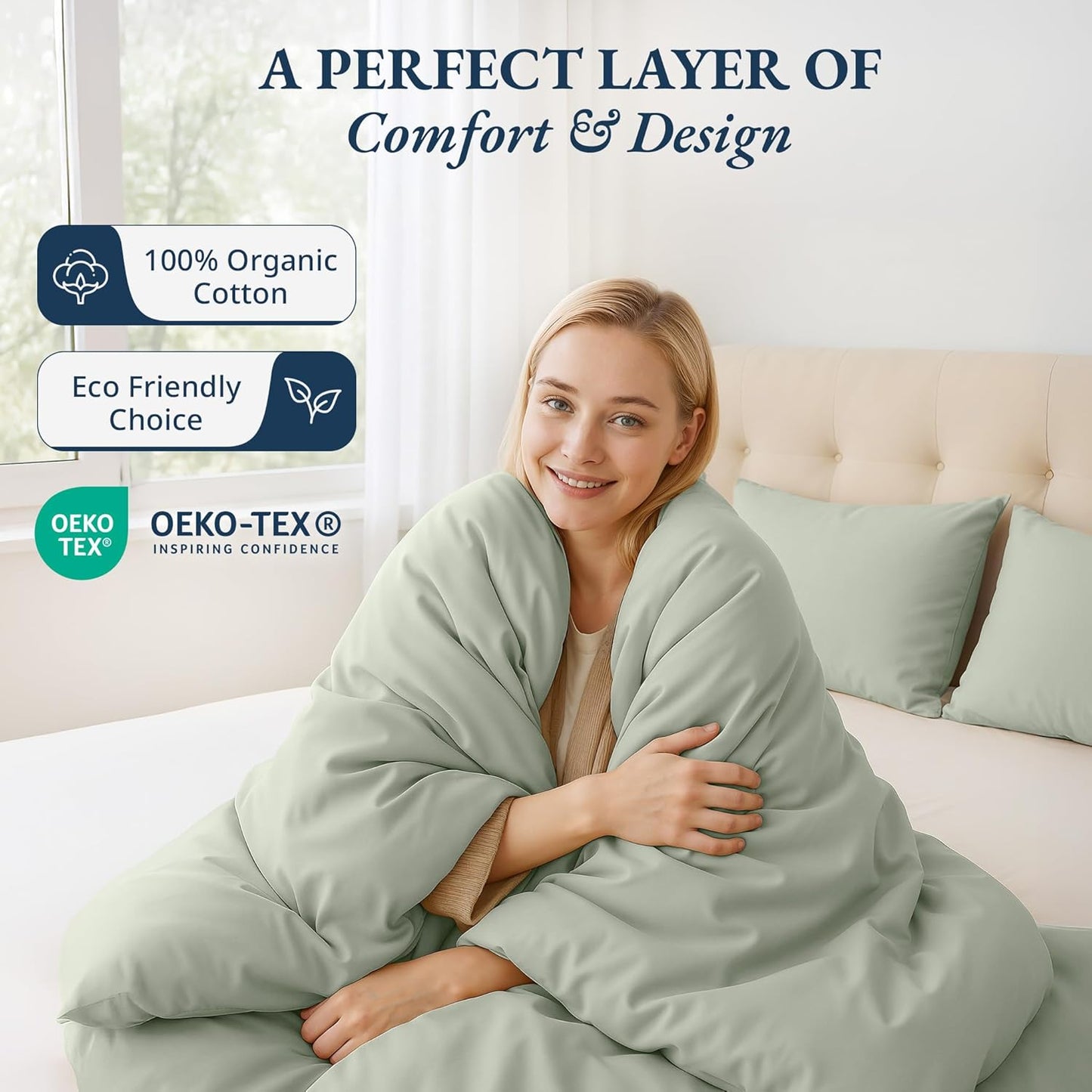100% Organic Washed Cotton Quilt Cover Set - Mineral