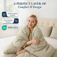 100% Organic Washed Cotton Quilt Cover Set - Linen