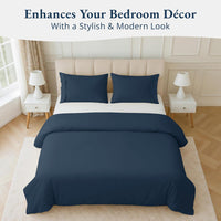 100% Organic Washed Cotton Quilt Cover Set - Navy