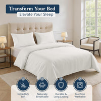 100% Organic Washed Cotton Quilt Cover Set - White