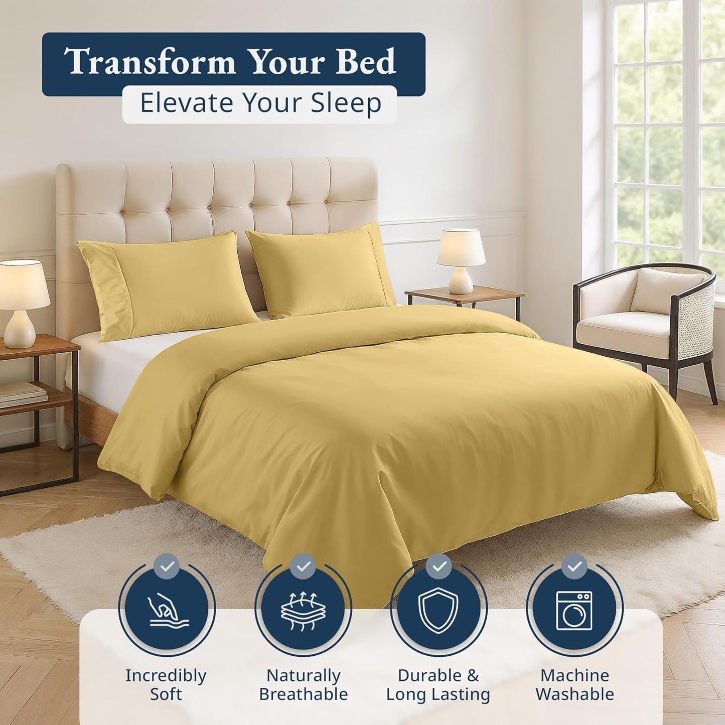 100% Organic Washed Cotton Quilt Cover Set - Cocoon