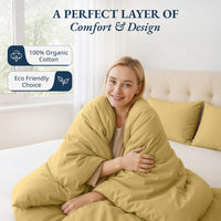 100% Organic Washed Cotton Quilt Cover Set - Cocoon