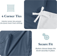 100% Organic Washed Cotton  Quilt Cover Set - Estate Blue