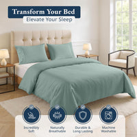 100% Organic Washed Cotton Quilt Cover Set - Cool Blue