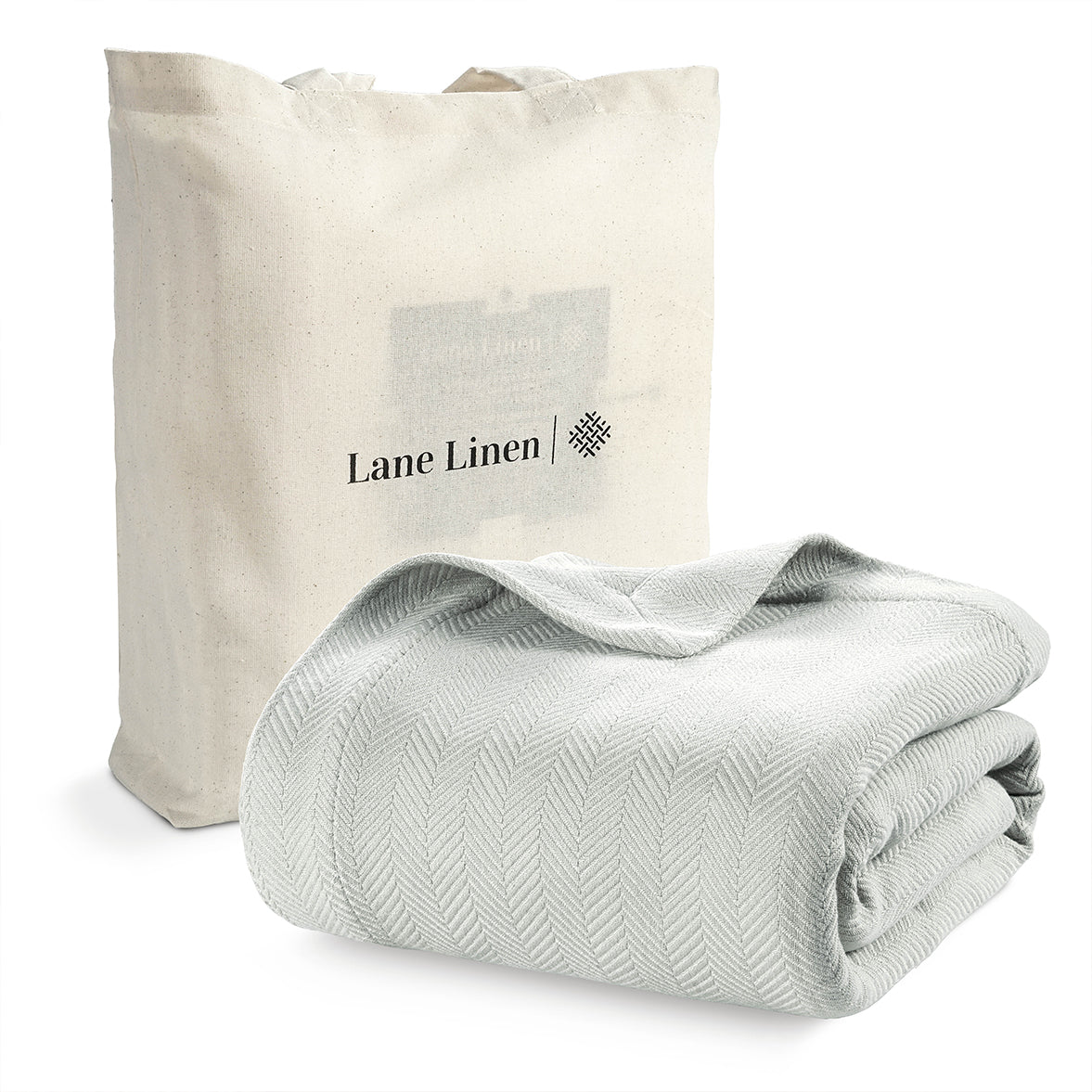 100% Cotton Herringbone Blanket - Silver