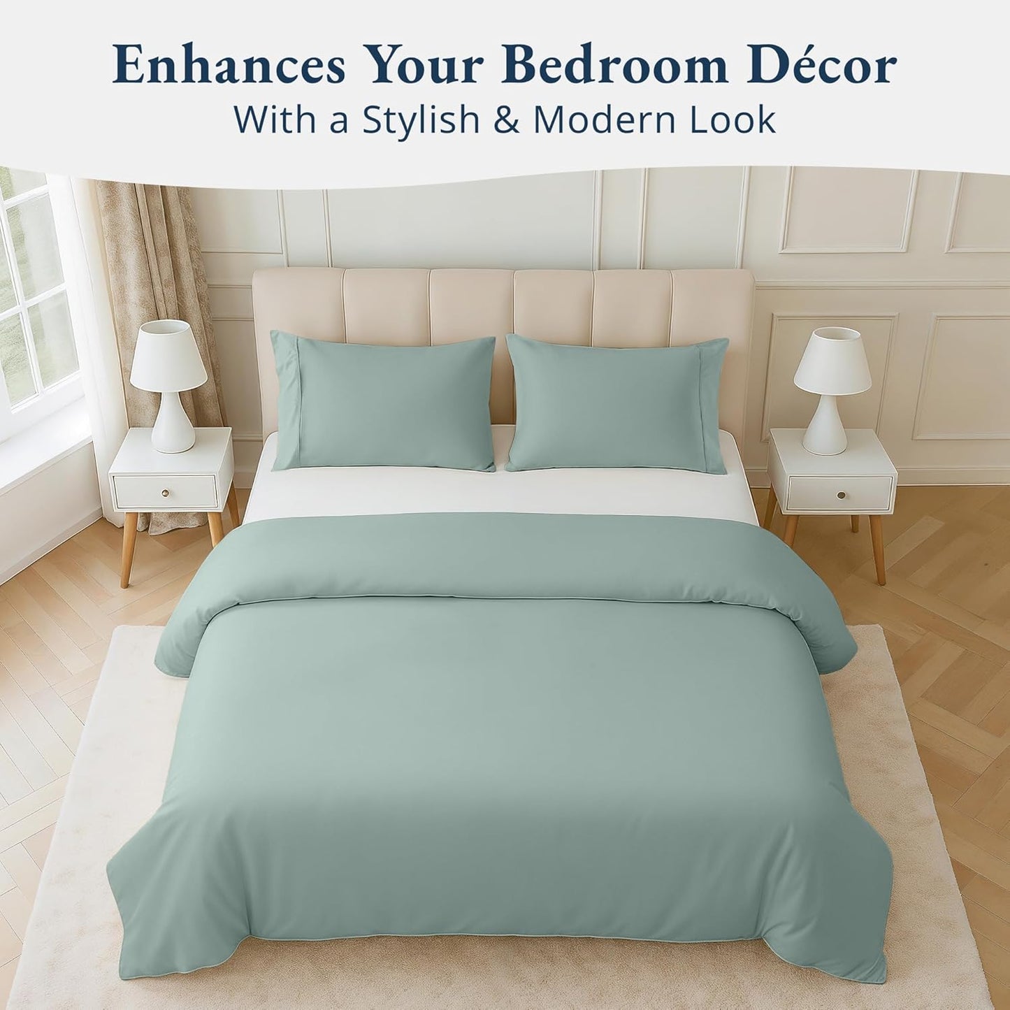 100% Organic Washed Cotton Quilt Cover Set - Cool Blue