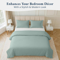 100% Organic Washed Cotton Quilt Cover Set - Cool Blue