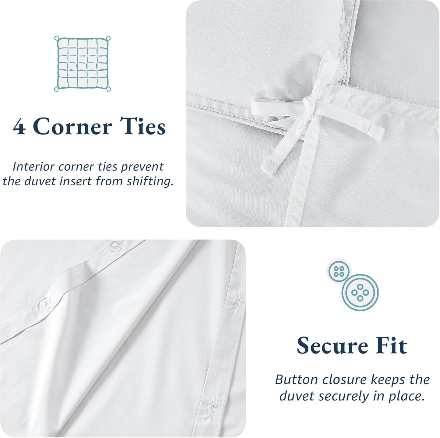 100% Organic Washed Cotton Quilt Cover Set - White