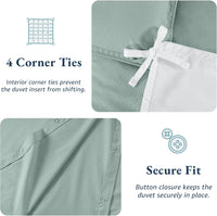 100% Organic Washed Cotton Quilt Cover Set - Cool Blue