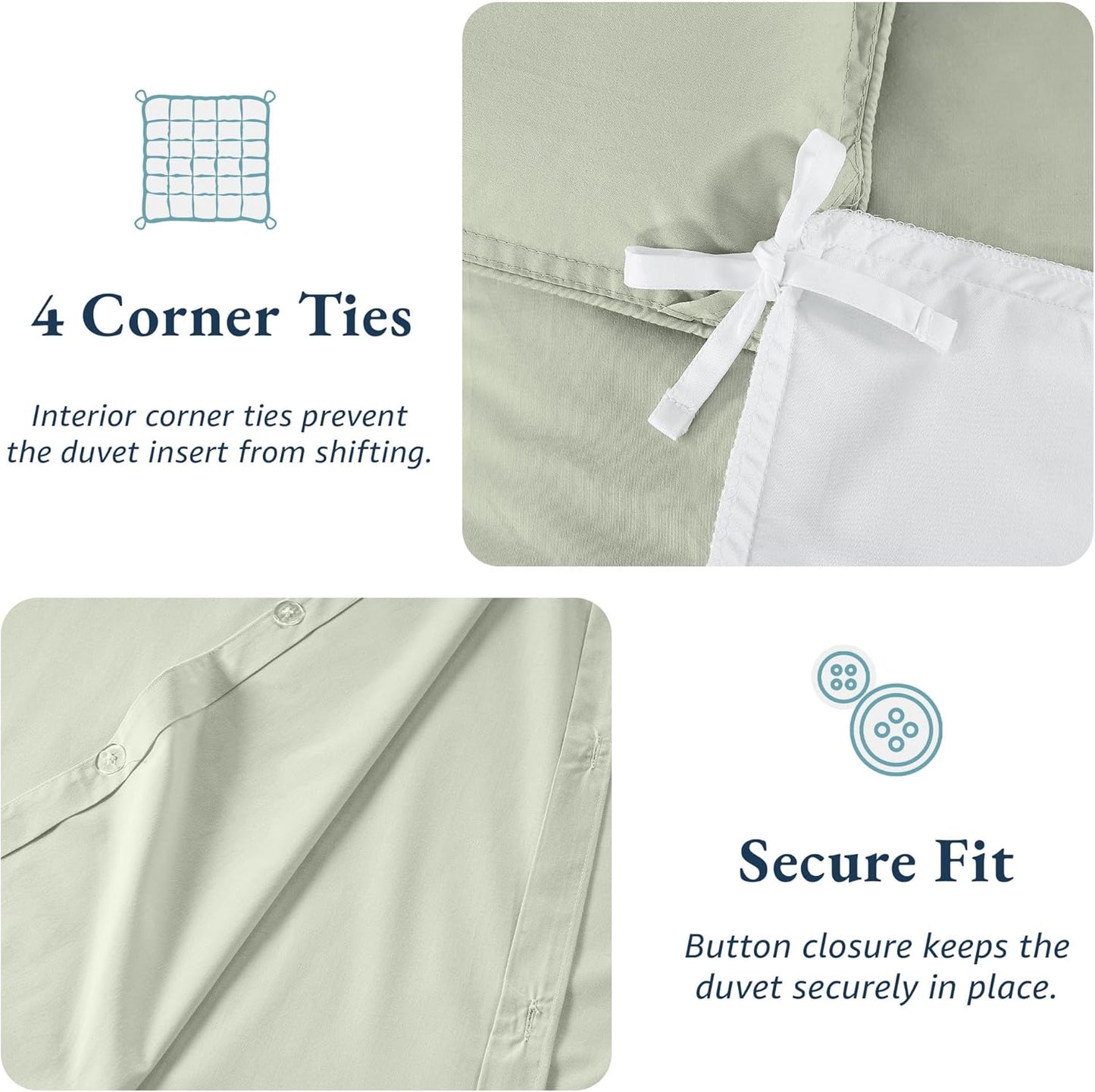 100% Organic Washed Cotton Quilt Cover Set - Mineral