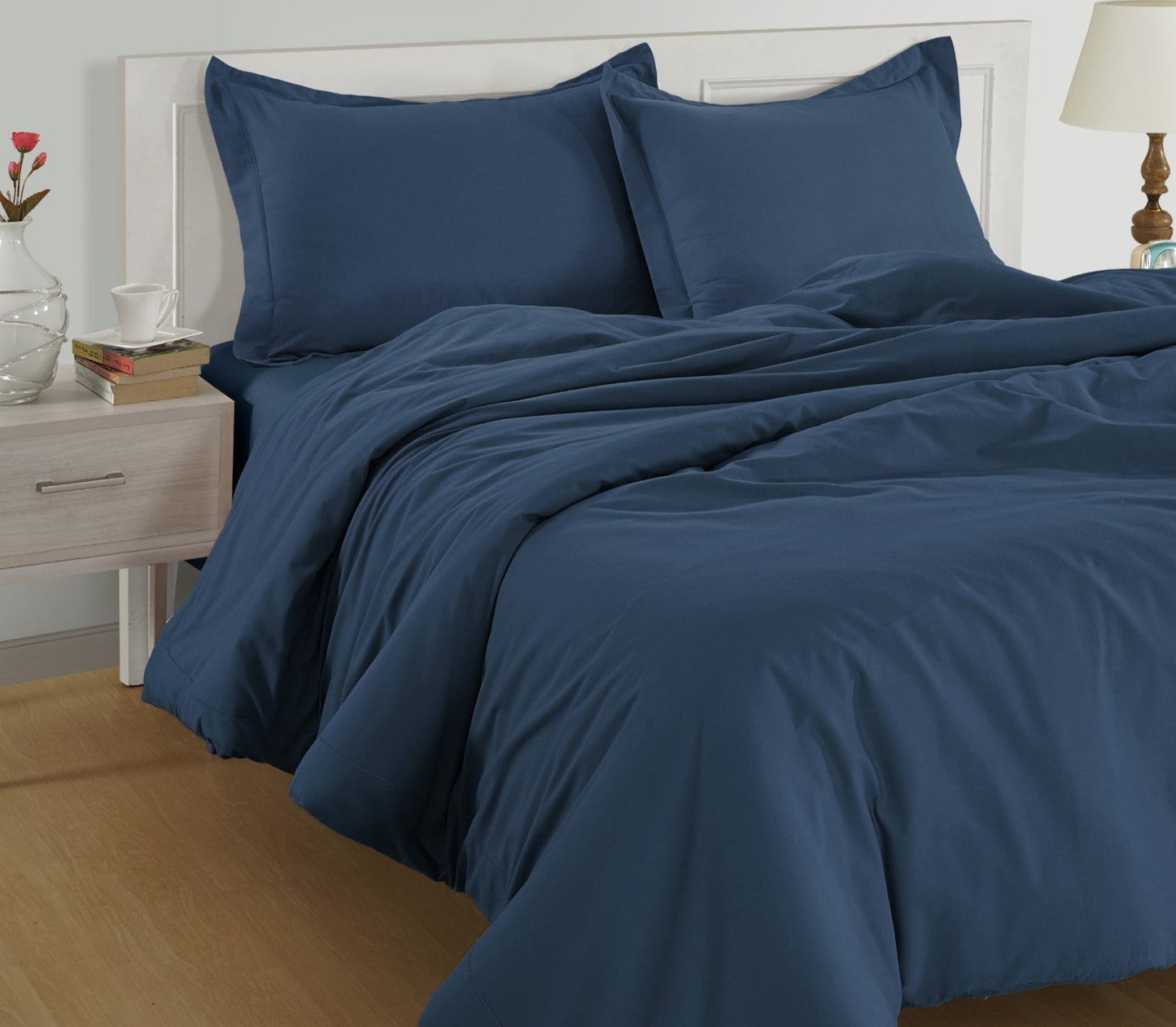 100% Organic Washed Cotton  Quilt Cover Set - Estate Blue