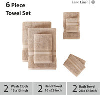 6 Piece Cotton Towel Set 550GSM - Taupe