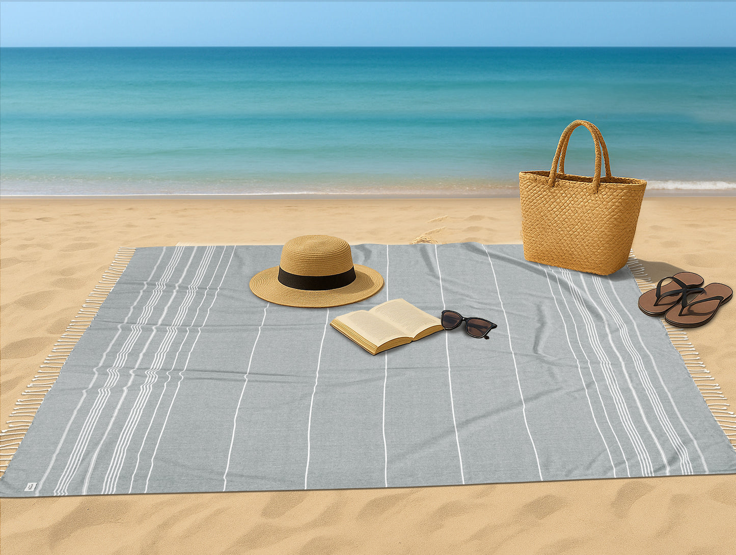 Turkish Towel Beach Blanket - Grey