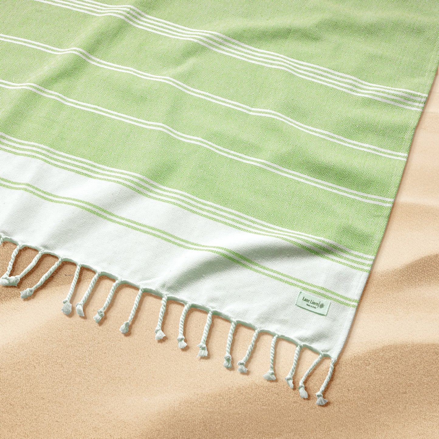 Turkish Towel Beach Blanket - Jade Lime