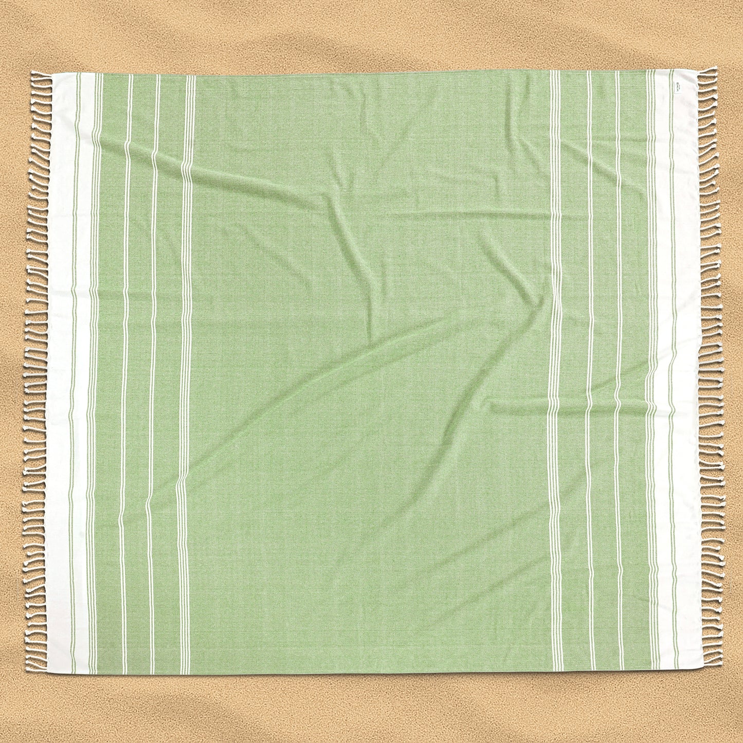 Turkish Towel Beach Blanket - Jade Lime