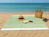 Turkish Towel Beach Blanket - Jade Lime