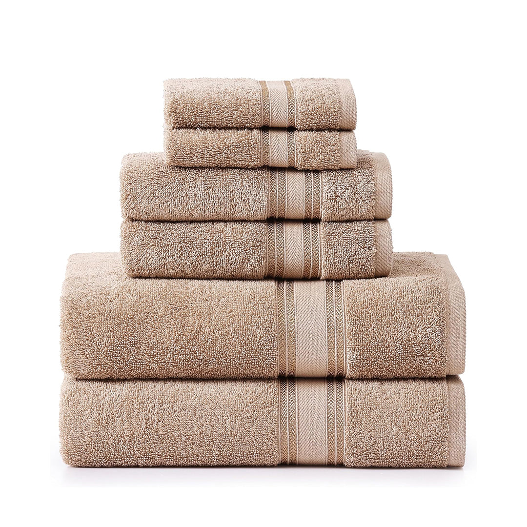 6 Piece Cotton Towel Set 550GSM - Taupe