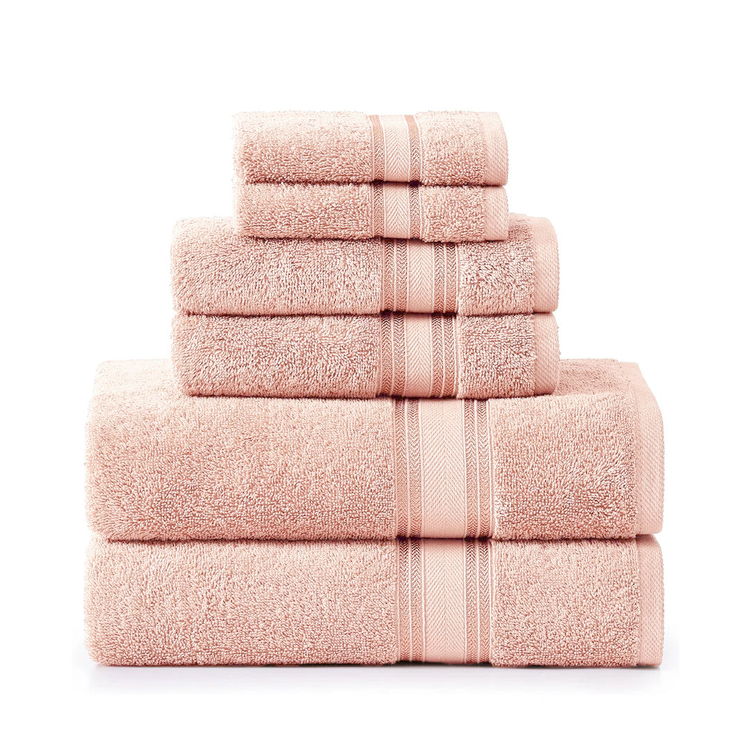 6 Piece Cotton Towel Set 550GSM - Pearl Blush