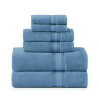 6 Piece Cotton Towel Set 550GSM - Cerulean Blue